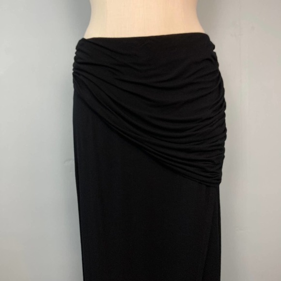 CABI Runaround Draped High Low Maxi Jersey Skirt Size M Black Style 5052 Ruching - Picture 2 of 12